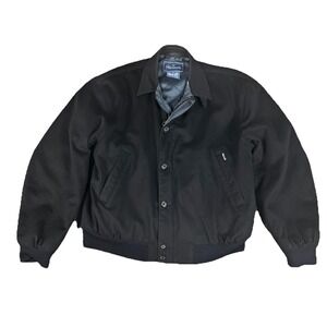 Faconnable Loro Piana Storm System Lined Wool Bomber Jacket Men's Black Size M *